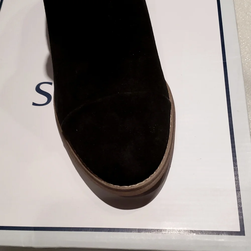 SUSINA New Boots Suede Leather Fashion Bootie Comfort Heel Women's 11 BLACK - Picture 3 of 15